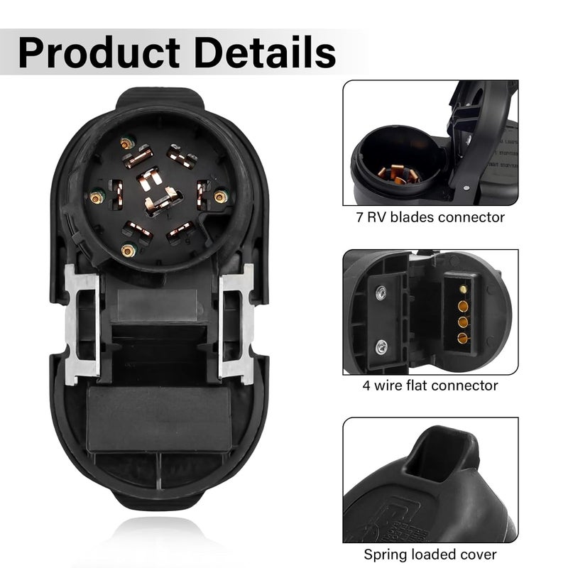 ROOTMUTIFY Trailer Brake Harness Towing 7-Pin Round / 4-Pin Flat Plug Connector for 2009-2023 Ford F150 F250 F350 Trailer Connector 9U5Z-14489-MAA - Image 4